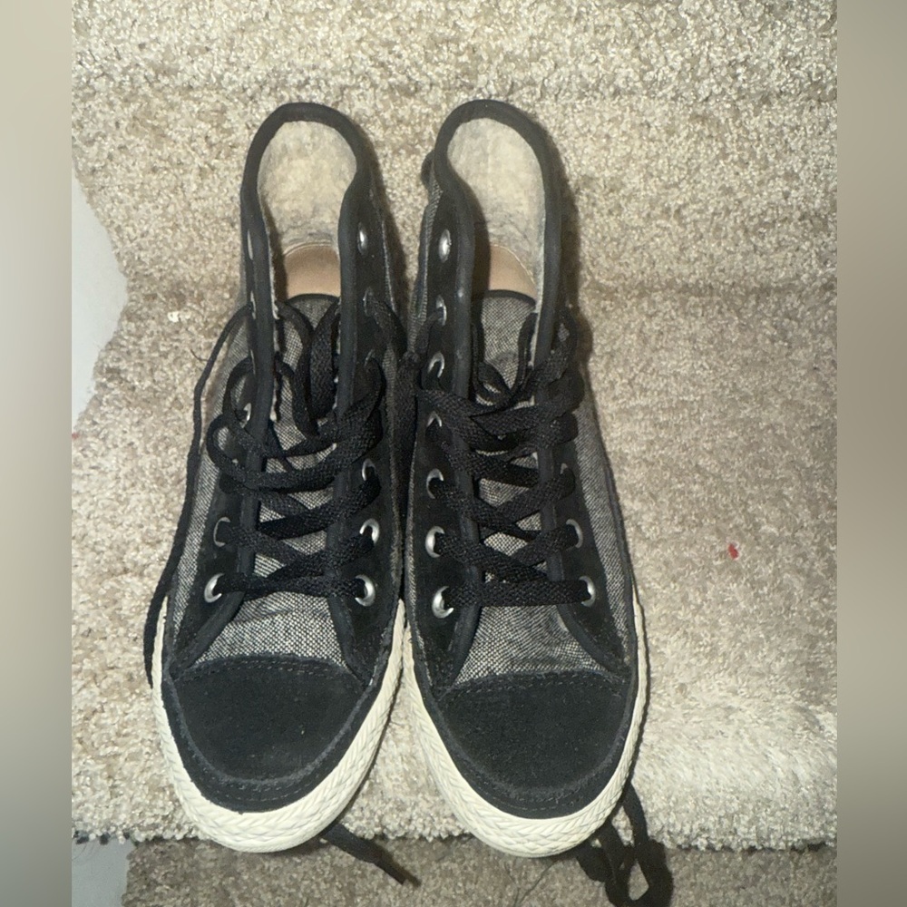 CONVERSE ALL STAR HIGH ELSIE FUR LINED WOMENS ATHLETIC SHOES RETRO BLACK SIZE 8
